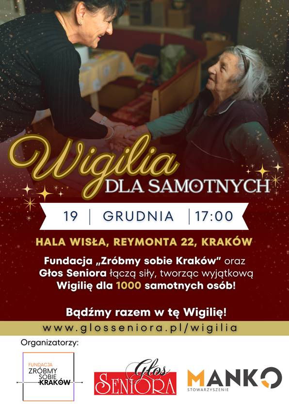 Wigilia dla Samotnych 2025 w Krakowie – wyjątkowe świąteczne spotkanie dla wszystkich potrzebujących wsparcia.