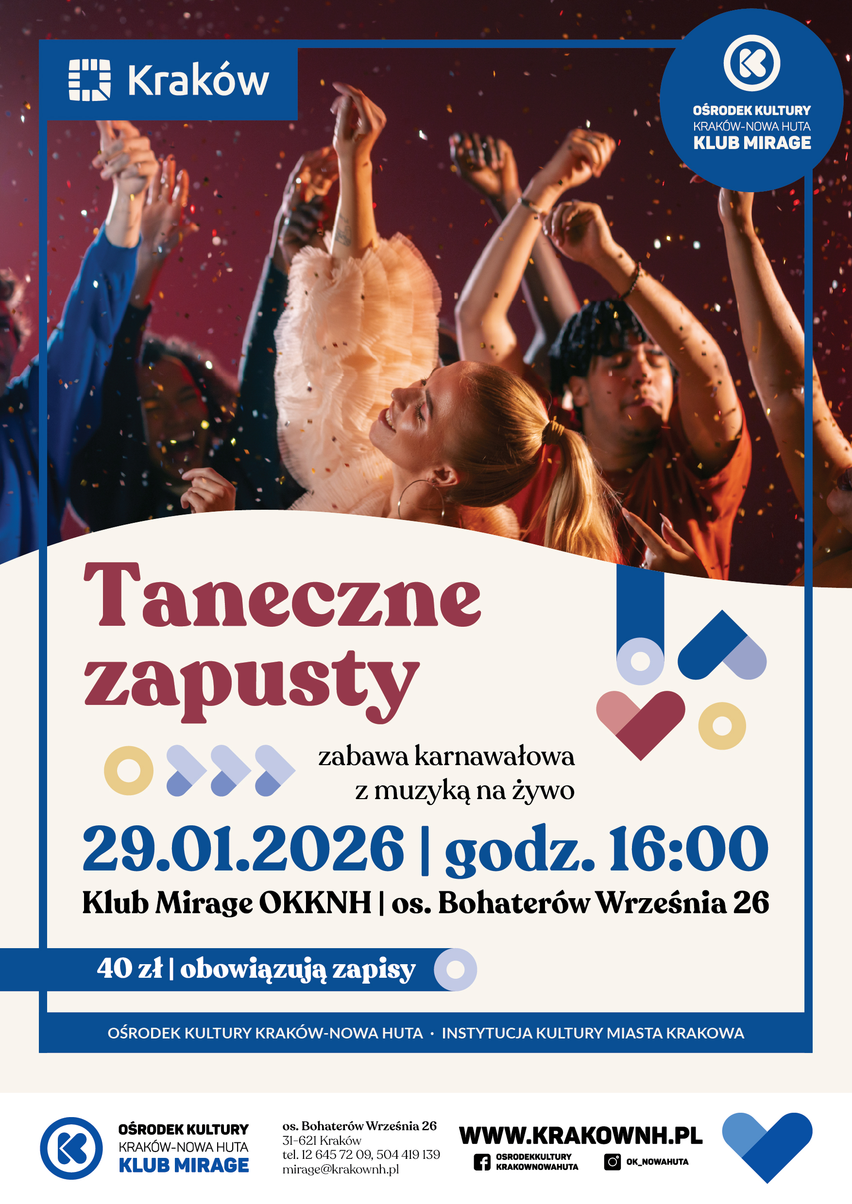 Taneczne Zapusty – zabawa karnawałowa z muzyką na żywo - ZAPISY TYLKO DO JUTRA!